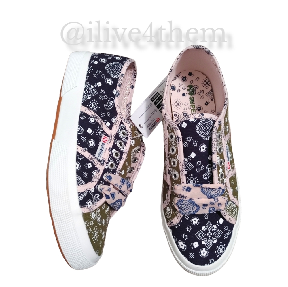 Superga Bandana Mix Paisly Green Blue Sneakers